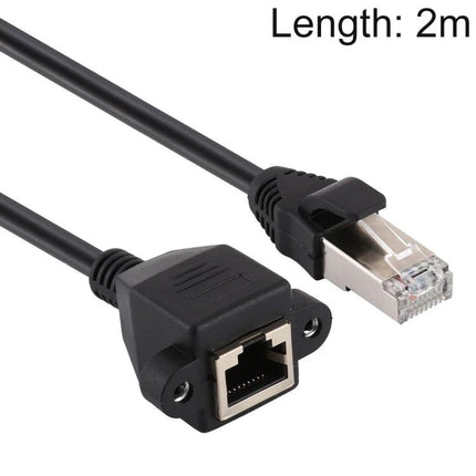 2 Meter RJ45 Cable for Extending Network Connections - 2m male to female panel mount Ethernet extender cable for home office and surveillance