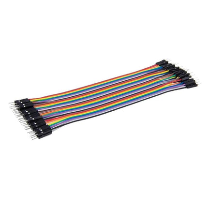 Multicolored 40-Pin Jumper Wires for Breadboard Connections - 40-pin male-to-female rainbow jumper cable set for Arduino and Raspberry Pi prototyping