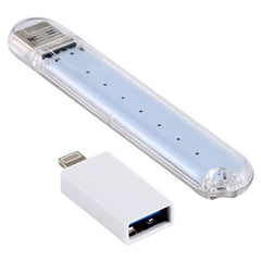 Portable 8LED USB Book Light with Dual Color Options and 8 Pin Adapter