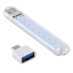 USB Rechargeable 8LED Book Light with Type-C Adapter - Portable 200LM Night Reading Lamp