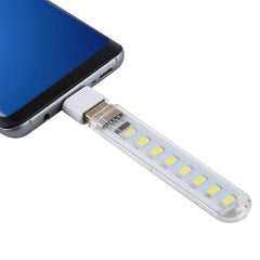 USB Rechargeable 8LED Book Light with Type-C Adapter - Portable 200LM Night Reading Lamp