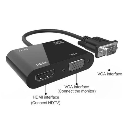 Onten VGA to HDMI Adapter with Audio for Device Connectivity compact converter showing HDMI and VGA ports with attached VGA cable