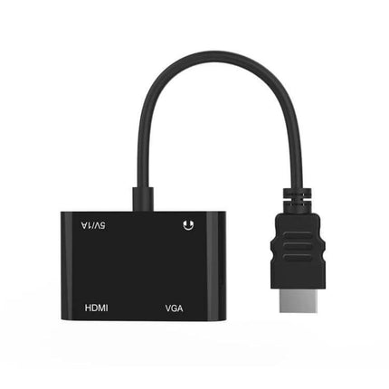 Onten HDMI to HDMI and VGA Adapter for Easy Device Connection black HDMI-to-VGA box with short cable and HDMI plug