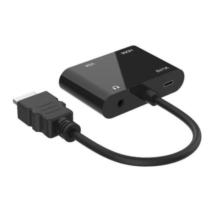Onten HDMI to HDMI and VGA Adapter for Easy Device Connection black plug-and-play adapter with HDMI cable and VGA/audio ports