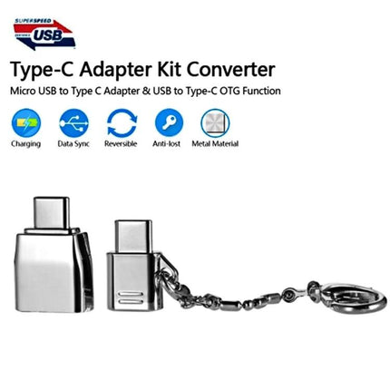 Handy Adapter for Connecting Devices in Everyday Situations — compact Type-C to Micro USB and USB 2.0 converter keychain