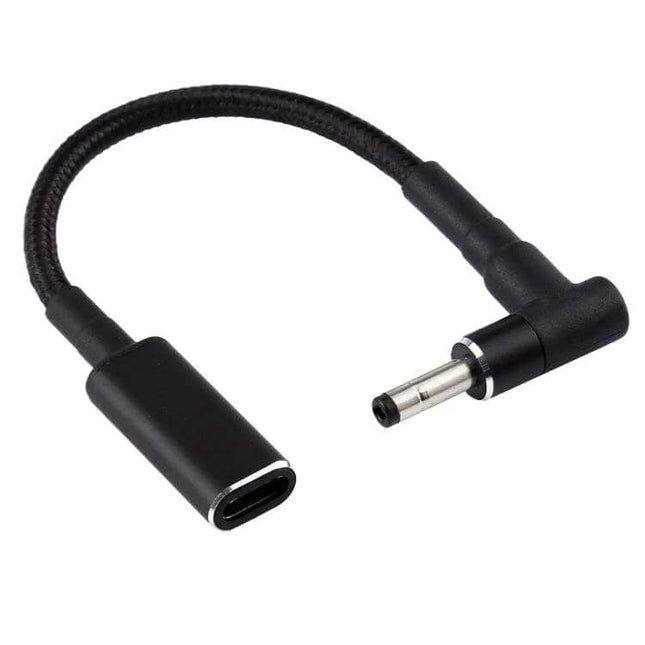 Elbow USB-C Adapter Cable for 4.0mm Charging Ports, 8cm Length – right-angle Type-C female to 4.0mm plug for tight spaces