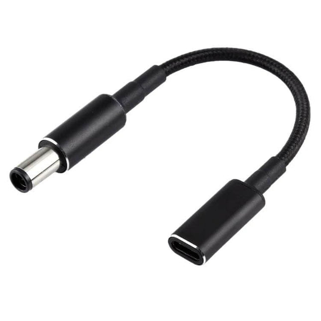 USB-C to 7.4mm Nylon Braid Adapter Cable for HP Devices compact Type-C female to 7.4mm charging adapter with braided cable