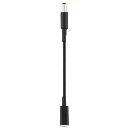 USB-C to 7.4mm Nylon Braid Adapter Cable for HP Devices — compact Type-C female to 7.4mm charging adapter, black nylon braid