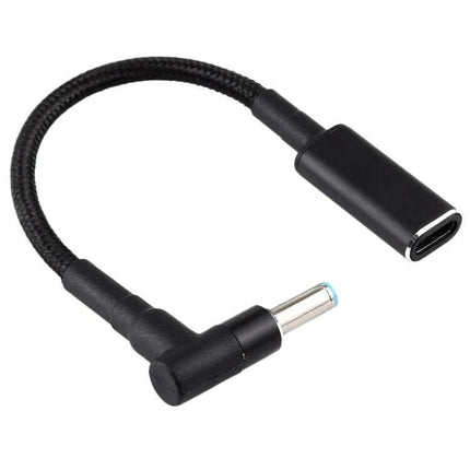 USB-C to 4.5mm Elbow Adapter Cable for HP Charging - compact Type-C female to 4.5mm elbow adapter for tight desk spaces