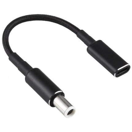 Compact USB-C Charging Adapter Cable for Dell Devices and Laptops - black Type-C female to 7.4x0.6mm male travel adapter cable