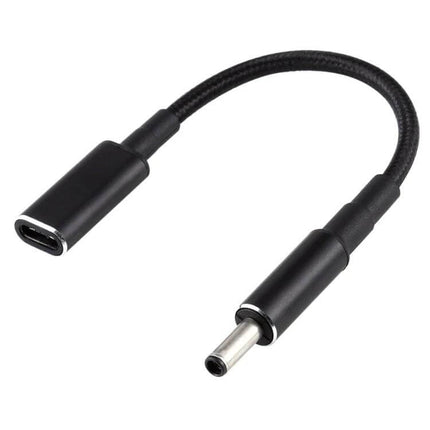 USB-C to 4.5mm Power Adapter Cable for Dell Charging — black braided Type-C female to 4.5mm DC plug cable for travelers and professionals