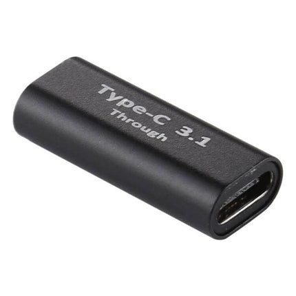 Aluminum Alloy USB-C Female to Female Adapter for Easy Use - black Type-C 3.1 inline coupler for charging and data transfer, aluminum alloy housing