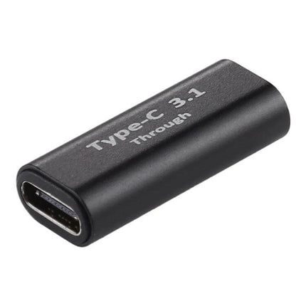 Aluminum Alloy USB-C Female to Female Adapter for Easy Use - compact black Type-C 3.1 through coupler for charging and data