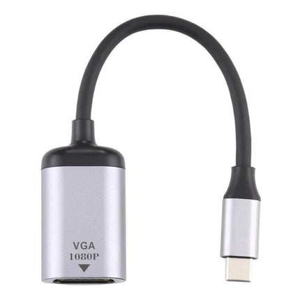 VGA to USB-C Adapter Cable for 1080P Video Connections - silver compact cable for connecting VGA monitors and projectors to USB-C laptops, supports 1080p