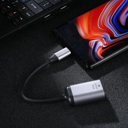 VGA to USB-C Adapter Cable for 1080P Video Connections - compact cable connecting VGA displays to USB-C laptops for 1080p presentations and video conferencing