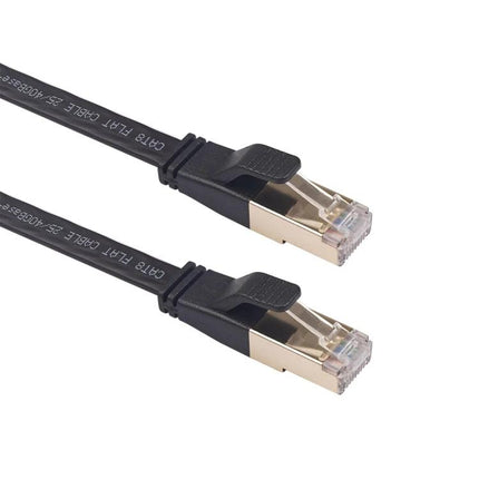 Double Shielded Flat CAT8 Ethernet Cable, 1 Meter Length black flat RJ45 connectors for high-speed shielded network connections