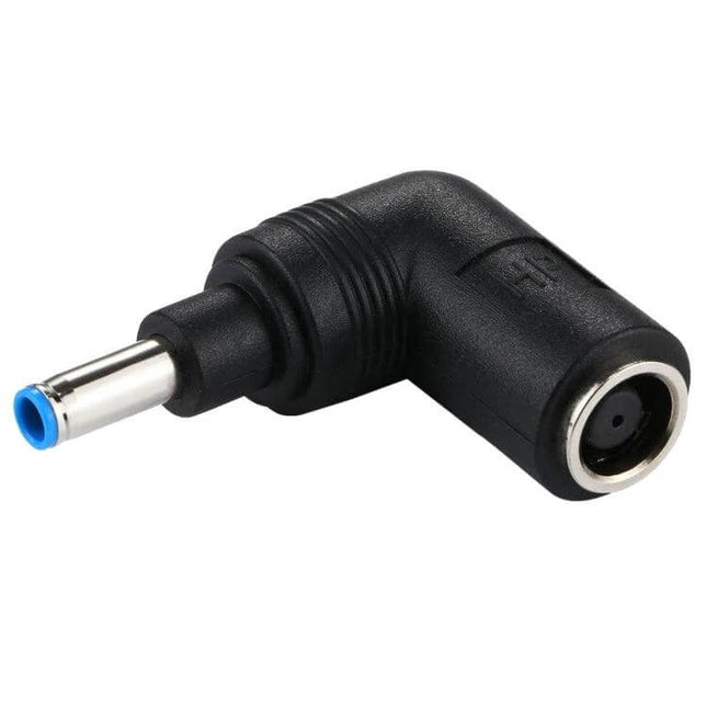 90 Degree Right Angle Power Adapter for HP Laptops and Notebooks - black right-angle DC connector to reduce cord bending and save desk space