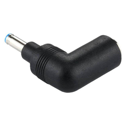 90 Degree Right Angle Power Adapter for HP Laptops and Notebooks shown in black with right-angle plug to reduce cord bending