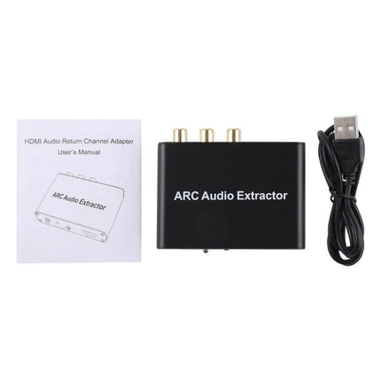 HDMI ARC Audio Extractor Converter for Home Systems - compact ARC audio extractor with RCA SPDIF outputs and USB power for TV soundbars and speakers