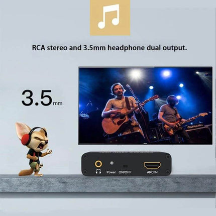 HDMI ARC Audio Extractor Converter for Home Systems with RCA stereo and 3.5mm headphone dual output