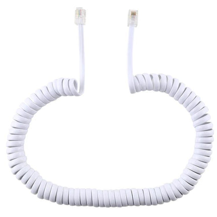 Coiled Telephone Extension Cable with 3m Stretch Length, White - white coiled handset cable with RJ11 connectors for landline phones