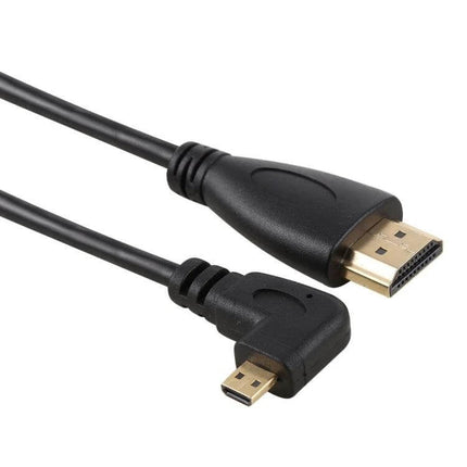 Left Angled 50cm HDMI Male to Micro HDMI Cable for Digital Cameras showing gold-plated HDMI and left-angled micro HDMI connectors