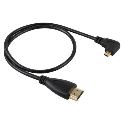 Left Angled 50cm HDMI Male to Micro HDMI Cable for Digital Cameras - black left-angled micro HDMI to HDMI lead, 50cm cable for cameras and TVs