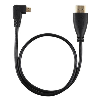 Left Angled 50cm HDMI Male to Micro HDMI Cable for Digital Cameras - black left-angled cable for connecting cameras to TV/monitor