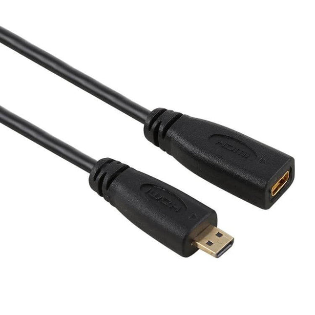 Compact 30cm Micro HDMI to HDMI Adapter Cable for Device Connections showing micro HDMI plug and HDMI jack for TV and monitor streaming