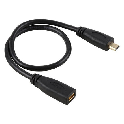 Compact 30cm Micro HDMI to HDMI Adapter Cable for Device Connections — short black adapter cable connecting micro HDMI plug to HDMI female for TV or monitor