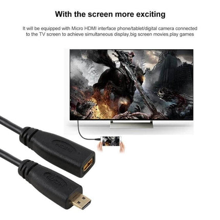 Compact 30cm Micro HDMI to HDMI Adapter Cable for Device Connections showing micro HDMI to HDMI cable connecting phone to TV display