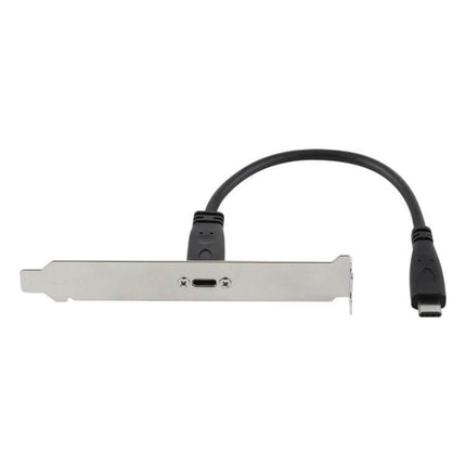 20cm USB-C Female to Male Extension Cable for Charging and Data - compact short extension with panel mount bracket for desk or PC