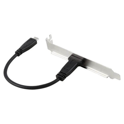 20cm USB-C Female to Male Extension Cable for Charging and Data - compact black extension cable for PC rear bracket, supports charging and data transfer