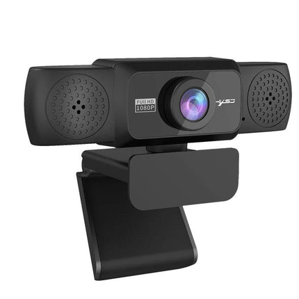HXSJ 1080P HD Adjustable Webcam with Microphone for Online Meetings - black 1080P webcam with built-in mic and foldable clip for remote work and virtual classes