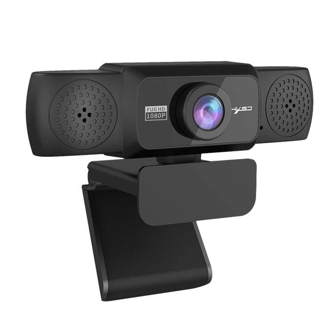 HXSJ 1080P HD Adjustable Webcam with Microphone for Online Meetings - black 1080P webcam with built-in mic and foldable clip for remote work and virtual classes