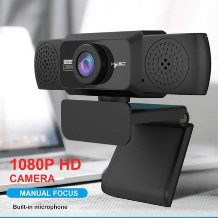 HXSJ 1080P HD Adjustable Webcam with Microphone for Online Meetings - compact 1080P HD camera with built-in mic and adjustable clip for clear video calls