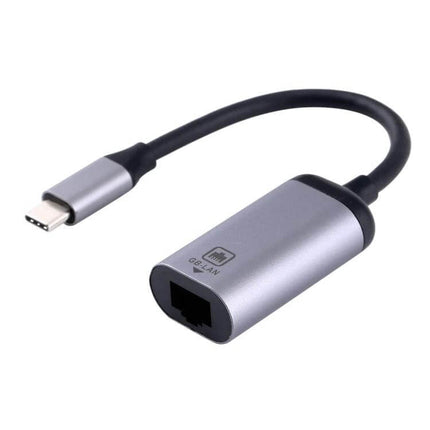 USB-C to Gigabit RJ45 Female Adapter for Ethernet Connections, compact silver USB-C to Ethernet dongle for stable wired internet