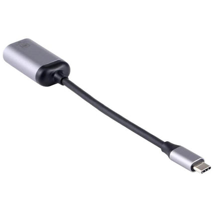 USB-C to Gigabit RJ45 Female Adapter for Ethernet Connections - slim silver cable adapter for reliable wired Gigabit networking