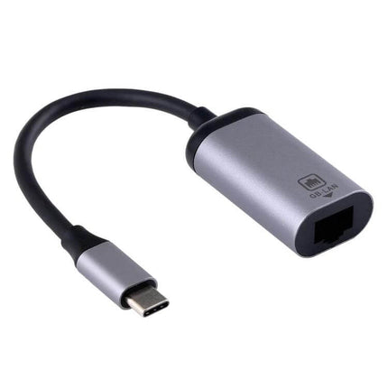 USB-C to Gigabit RJ45 Female Adapter for Ethernet Connections - silver compact adapter with USB-C plug and RJ45 female port for wired Gigabit LAN