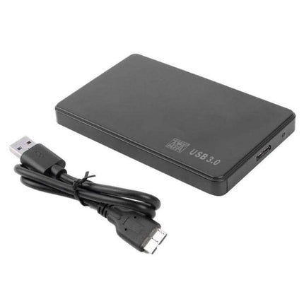 External Hard Drive Case for 2.5 Inch Storage Devices black USB 3.0 enclosure with cable for quick laptop/desktop backups and data transfer