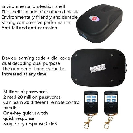 Garage Door Remote Control with Receiver Cable compact 433MHz kit with two remotes and durable reinforced plastic receiver