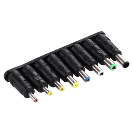 8-in-1 Multi-Interface Power Adapter for Various Laptops with 5.5x2.1mm female to eight colored laptop tips for travel and shared workspaces