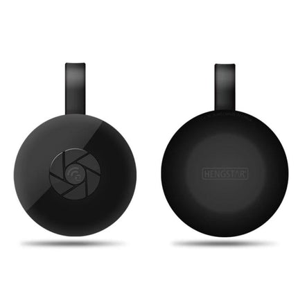 MiraScreen G2 Wireless HDMI Dongle for Screen Mirroring to TV black circular dongle front and back view