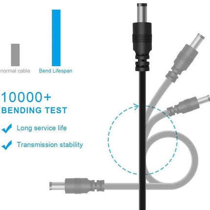 Multi-Function 12-in-1 USB Charging Cable for Various Devices in Black showing durable 10000+ bending test and reinforced connectors
