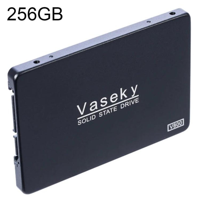 Vaseky 256GB Solid State Drive for Desktops and Laptops — slim black 2.5-inch SSD showing label and 256GB capacity
