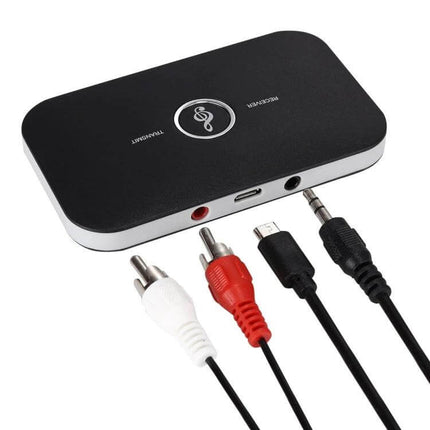2-In-1 Bluetooth Audio Transmitter And Receiver Adapter For Home Audio with RCA, 3.5mm and micro-USB cables for streaming and wireless listening