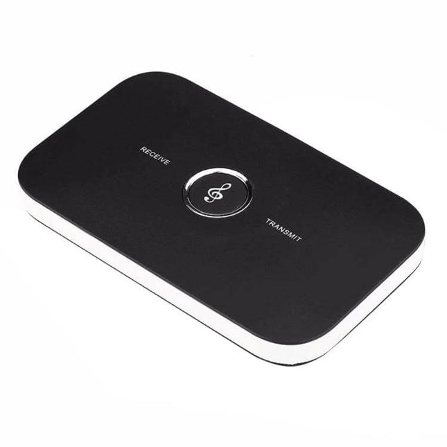 2-In-1 Bluetooth Audio Transmitter And Receiver Adapter For Home Audio sleek black dual-mode transmitter/receiver for streaming phone to speakers or headphones