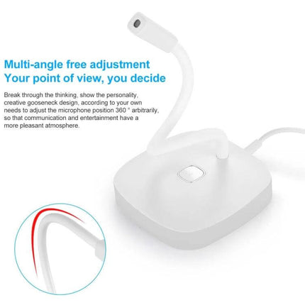 Yanmai G22 Desktop Microphone for Everyday Audio Recording white gooseneck desktop mic with omnidirectional capsule and square base