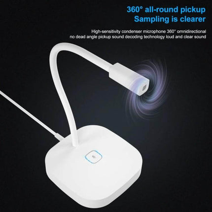 Yanmai G22 Desktop Microphone for Everyday Audio Recording - white omnidirectional desktop mic with flexible gooseneck for meetings and podcasting