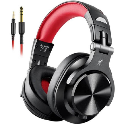 OneOdio Wired Headphones For Commute And Hands Free Calls black red over-ear wired headphones with removable cable and mic